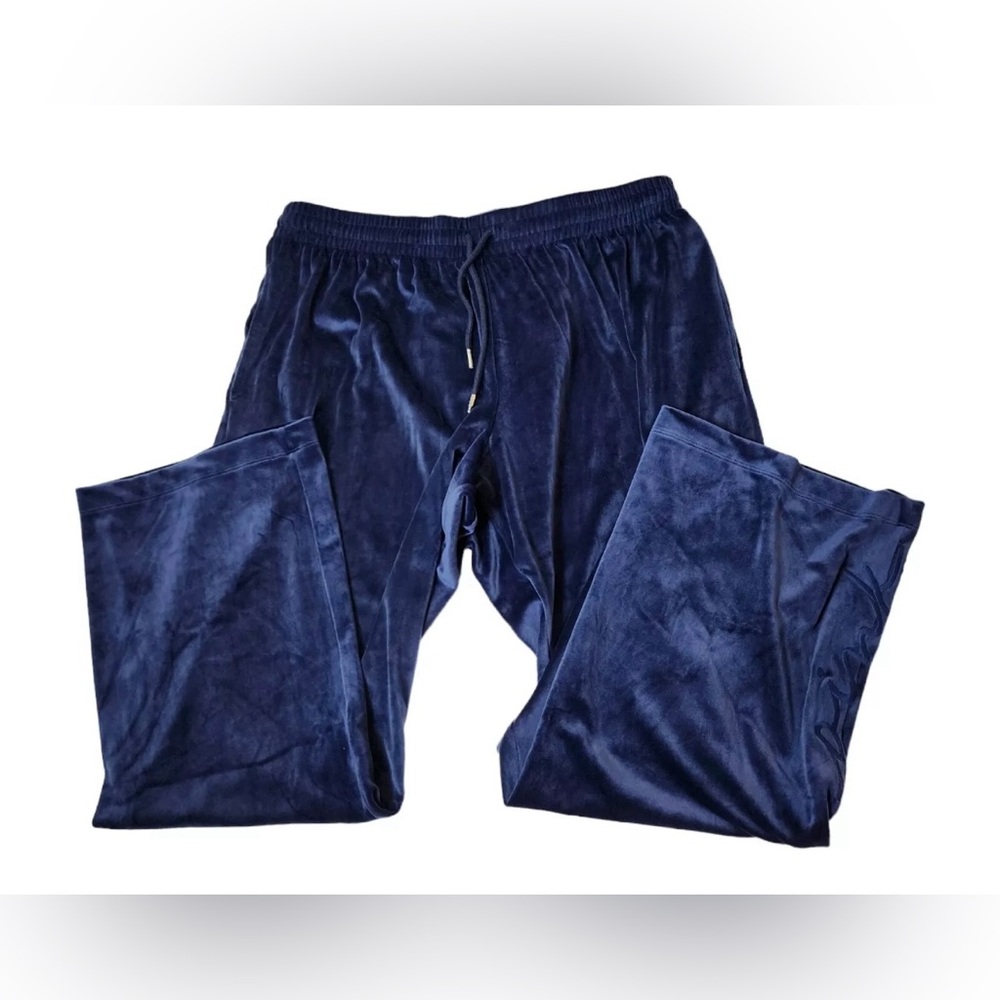 Victoria's Secret PINK Pants XS Velour Heritage Athleisure Navy Blue Pull-On New